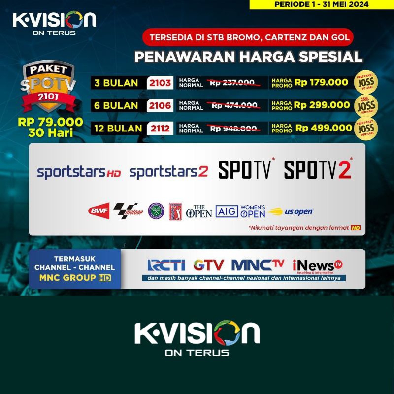 Paket SPOTV GB01 GIBOL  Kvision Bromo Cartenz dan GOL