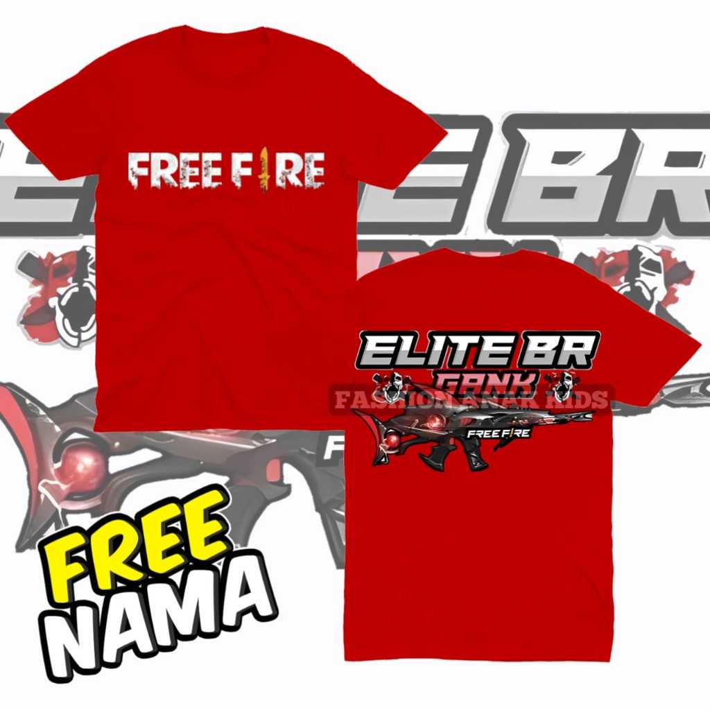 (BISA COD) KAOS ANAK BAJU FREE FIRE FF ELITE BR GANK VERSI SCAR MEGALONDON FREE FIRE FREE NAMA