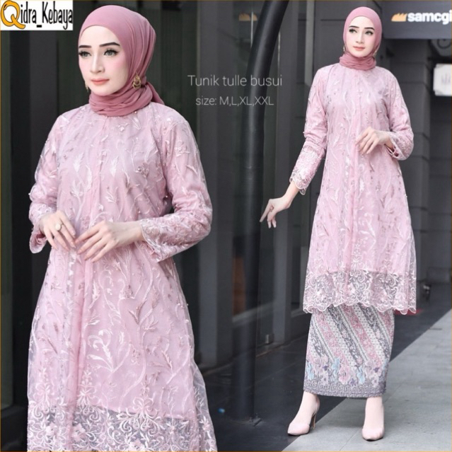 Set Kebaya Tunik Modern Kebaya Wisuda Kebaya Brokat Tunik Brokat Kebaya Stelan Baju Pesta Kekinian