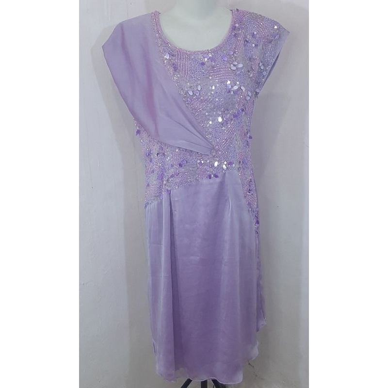 DRESS GAUN PESTA LILAC PARTY PENUH MANIK MANIK PAYET MEWAH ELEGANT PRELOVED LIKE NEW KONDANGAN PESTA