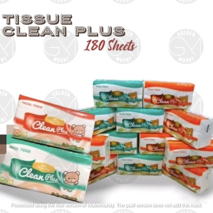 Tissue Clean Plus 180 sheet 2 Ply / Clean Plus Facial Tissue