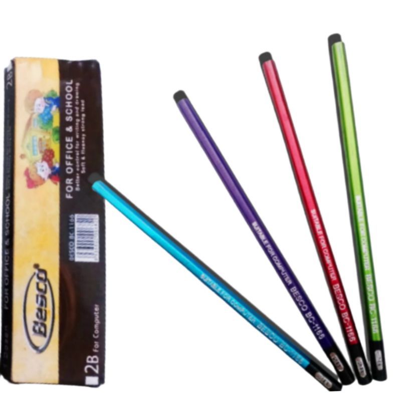 

12 Pcs Pen 2B Besco Bc-1166/Pensil 2B For Computer/Pensil 2B Murah