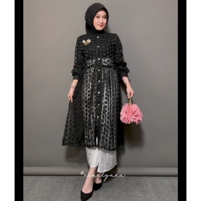 Polka Outer Brukat Cardigan Brokat Lengan Pendek Outer Polkadot atasan outher brukat Outer Tunik Bro