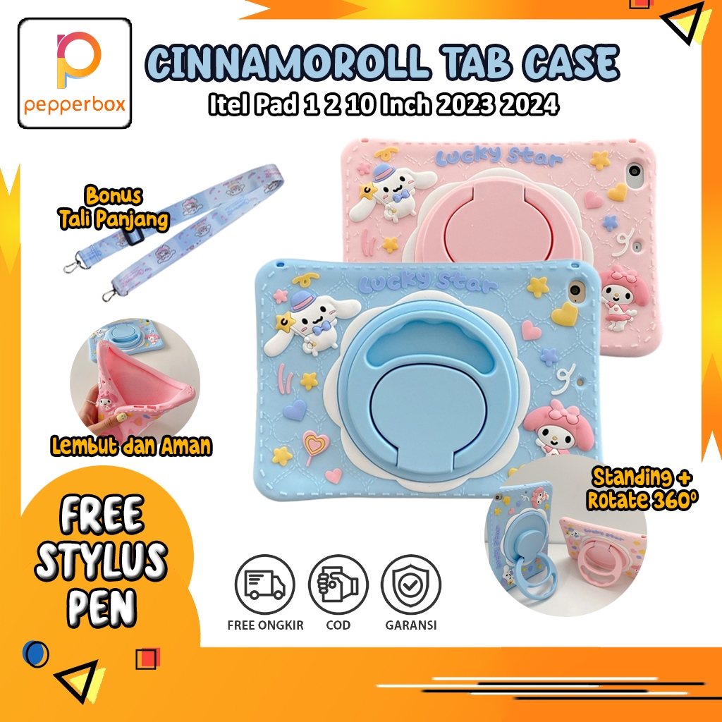 Pelindung Silikon Itel Pad 10 inch Universal Bonus Stylus Pen Tali Selempang P10001L Softcase Itel