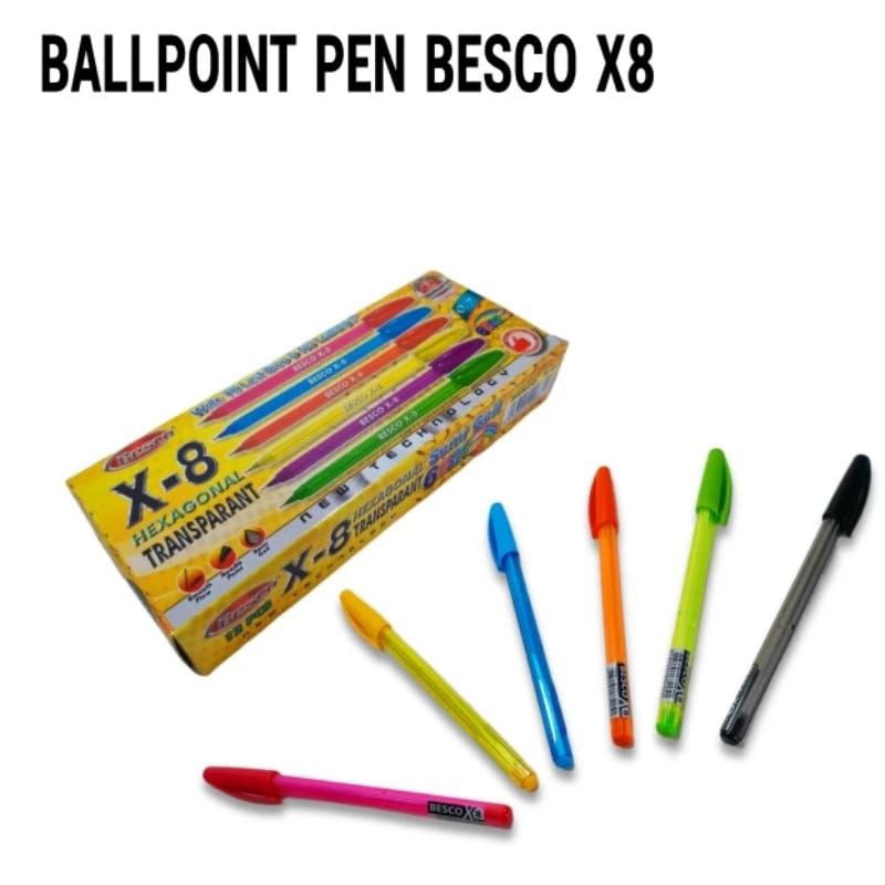 

12 Pcs Pulpen Hitam Besco X-8/ Ballpoint Pen/Pulpen Murah