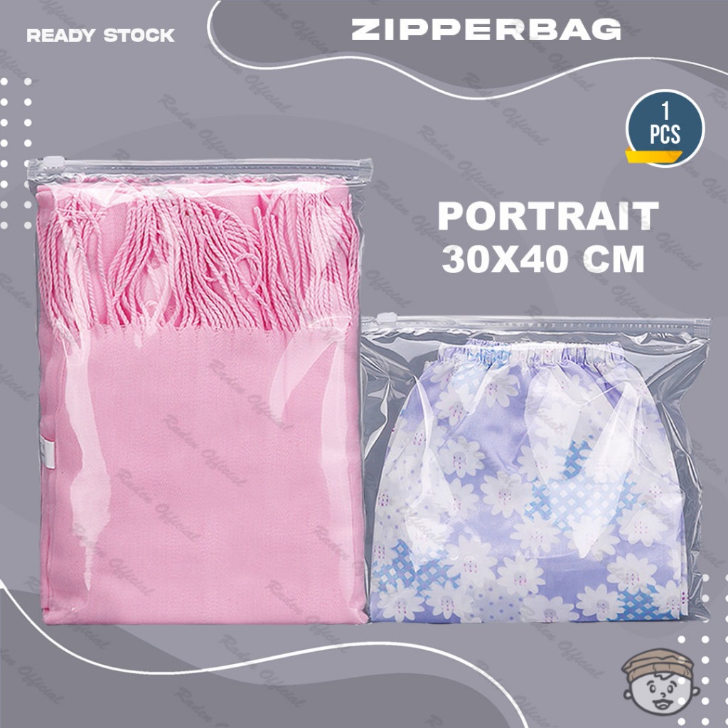 Pouch Plastik Ziplock Baju ZIPPER BAG Transparan Ukuran 30X40