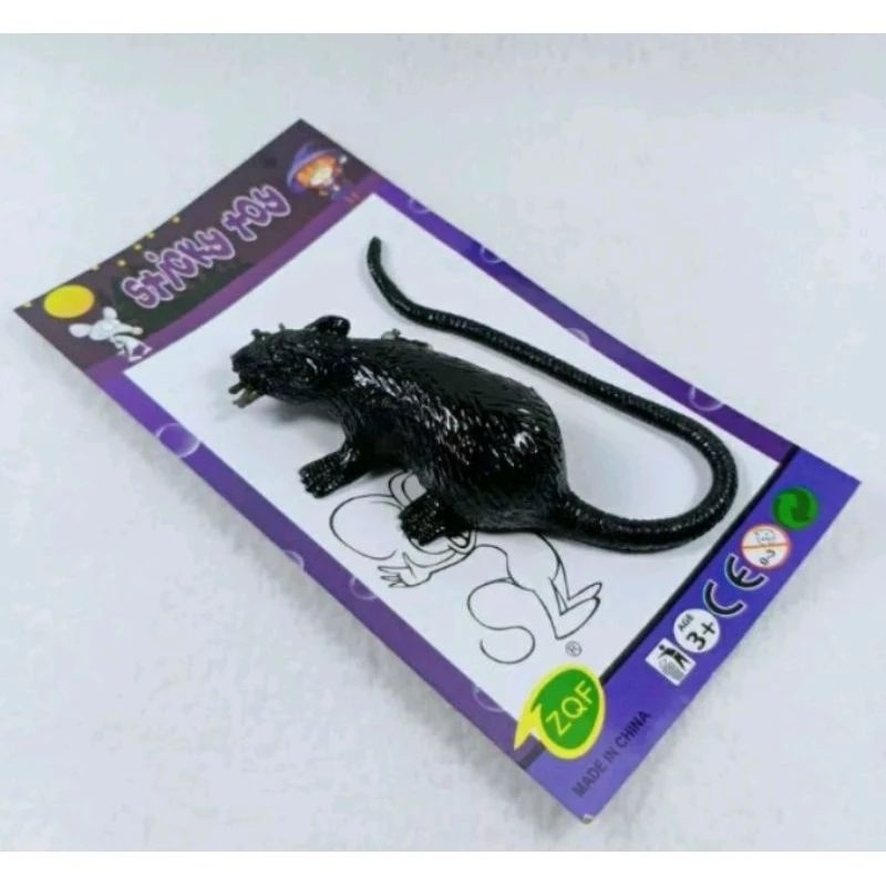 1pcs Mainan Sticky Tikus Toy Jelly Hitam