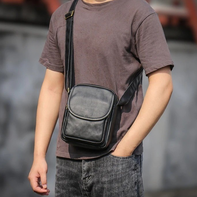 Tas Selempang Kulit Sapi Asli - Tas Pria Kulit Sapi Asli - Tas Kulit Asli Sapi - Tas Selempang Bahu