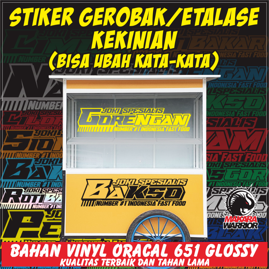 

Stiker Gerobak/Stiker Etalase/Stiker Usaha/Stiker Kaca/Stiker Custom/Stiker Cutting/Bisa Ubah Kata