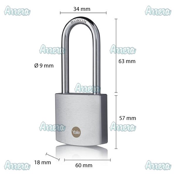 Gembok Boron Shackle Y120DB/60/163 60 mm Yale Silver Series Dimple Key