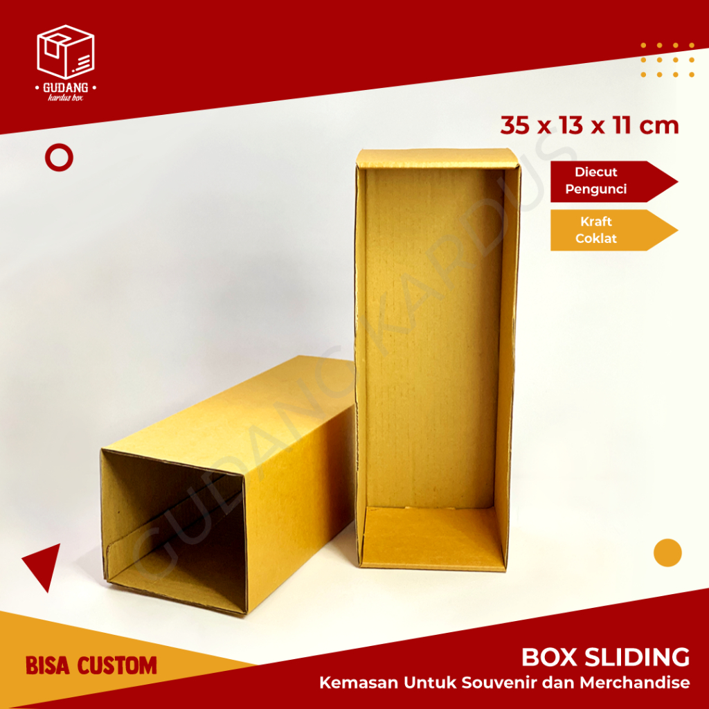 

Slide Box (35 x 13 x 11 cm) (Slidding) brownis/fudgy/pizza/Karton/Polos/Kardus/Hampers/SlideBox/Hijab/Packing