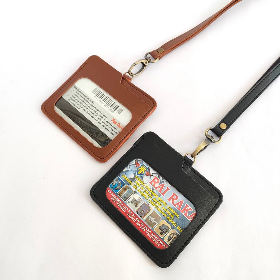 

Name Tag id card holder kulit Horizontal Lanyard Landscape model kekinian