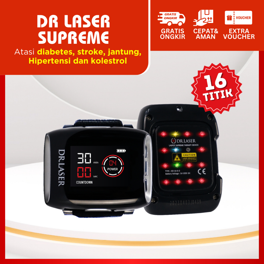 Dr Laser Supreme 16 Titik - Jam Tangan Laser Terapi Kaki, Terapi Tangan, Terapi Stroke Bergaransi dan Original 100%-dr laser supreme