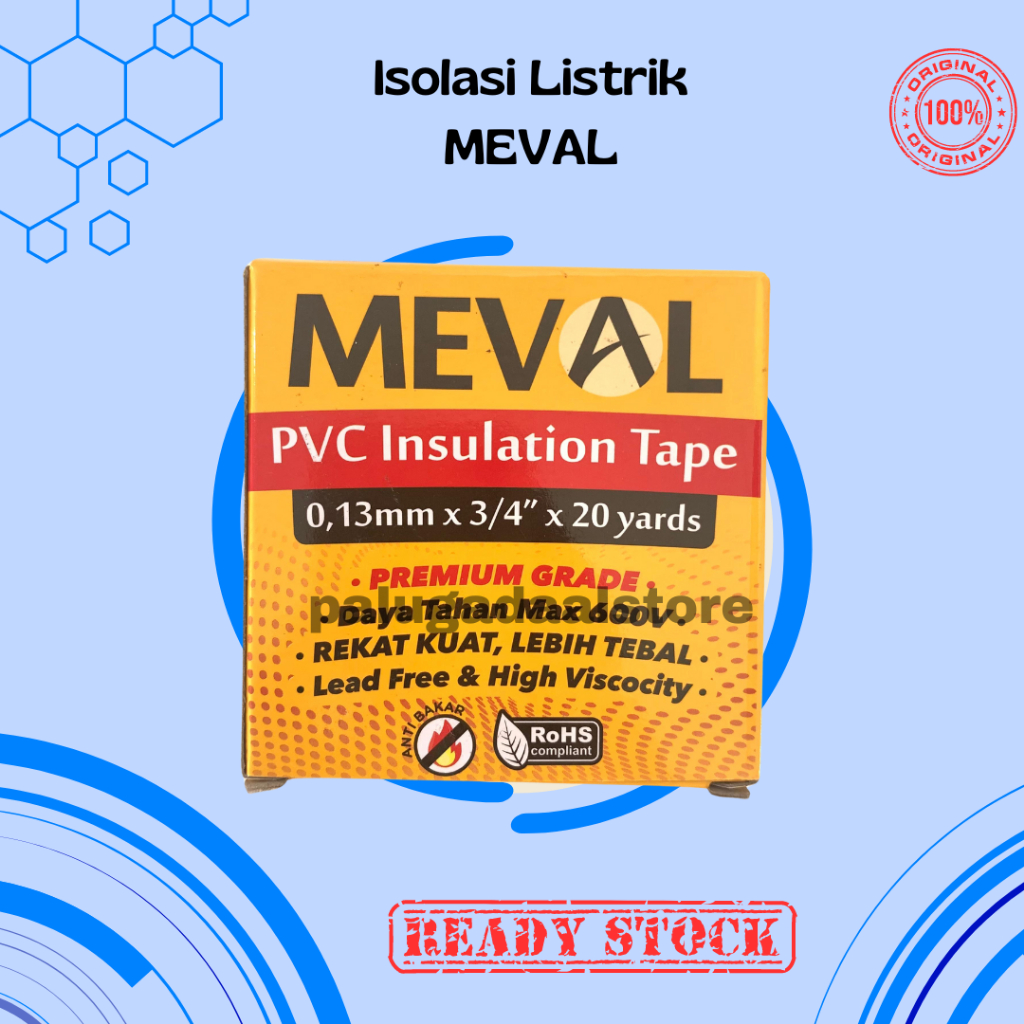 MEVAL ISOLASI LISTRIK PVC HITAM | ISOLASI LISTRIK MEVAL | ISOLASI BAKAR KABEL LISTRIK