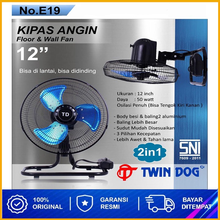 kipas TD besi 12in TORNADO 12 Inch TD Floor & Wall Fan Kipas Lantai & Kipas Dinding 2in1 TD 12 Inch 