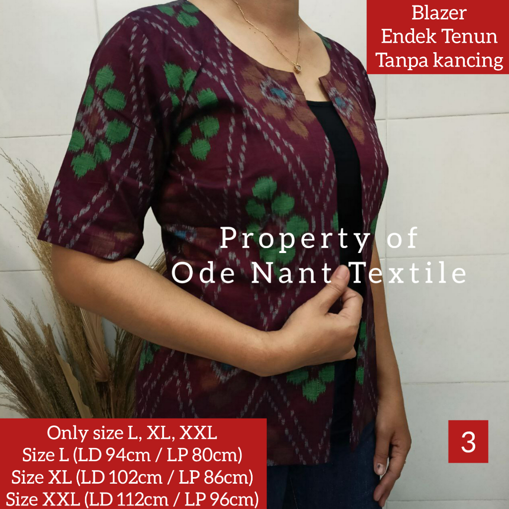 BLAZER ENDEK ASLI TENUN BALI WANITA JUMBO / BLAZER ENDEK TENUN BALI ASLI / BLAZER ENDEK TENUN JUMBO 