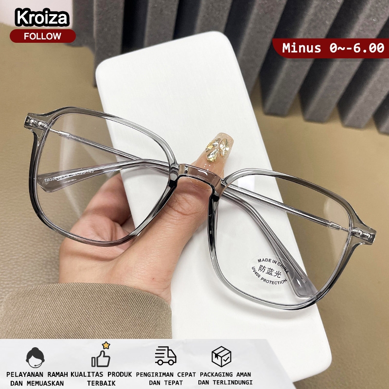 Kacamata Photocromic Minus Silinder Wanita Pria Frame Anti Radiasi Blueray Kaca Mata Optik