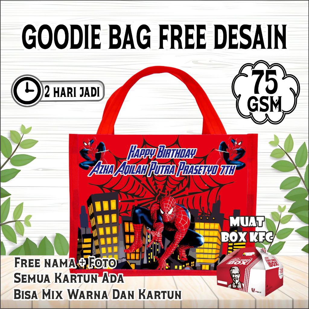 

tas ulang tahun anak 25x20x13 / tas souvenir ulang tahun / goodie bag zipper / hampers / tas ulang tahun