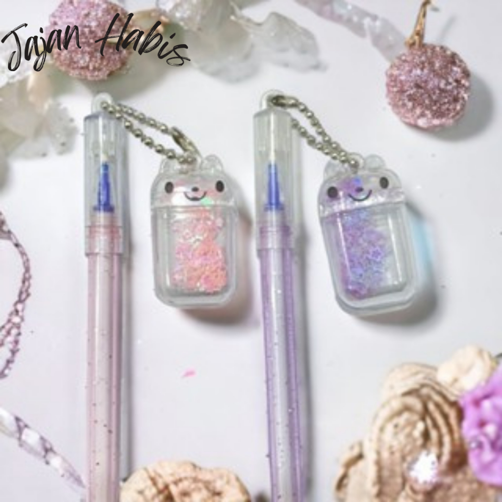 

JABIS Pulpen Gantungan Beruang Inpods Glitter Lucu Imut Pena Gel Karakter Bear Pen Dapat Dihapus Pulpen Gel Karakter 0.5mm Perlengkapan Sekolah Erasable Gel Pen