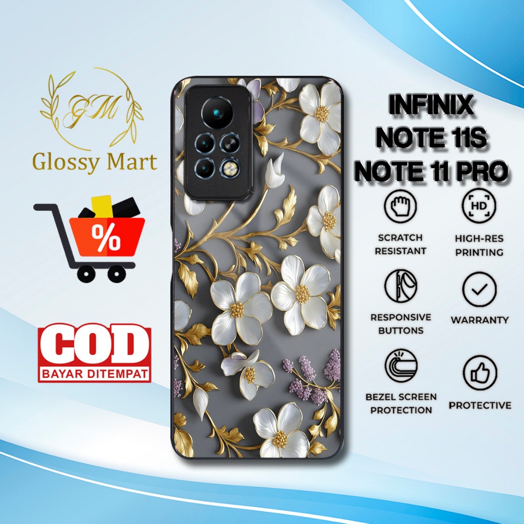 Case Infinix Note 11s Terbaru - Casing Infinix Note 11 Pro - Motif Bunga Cute - Hardcase Premium Glo