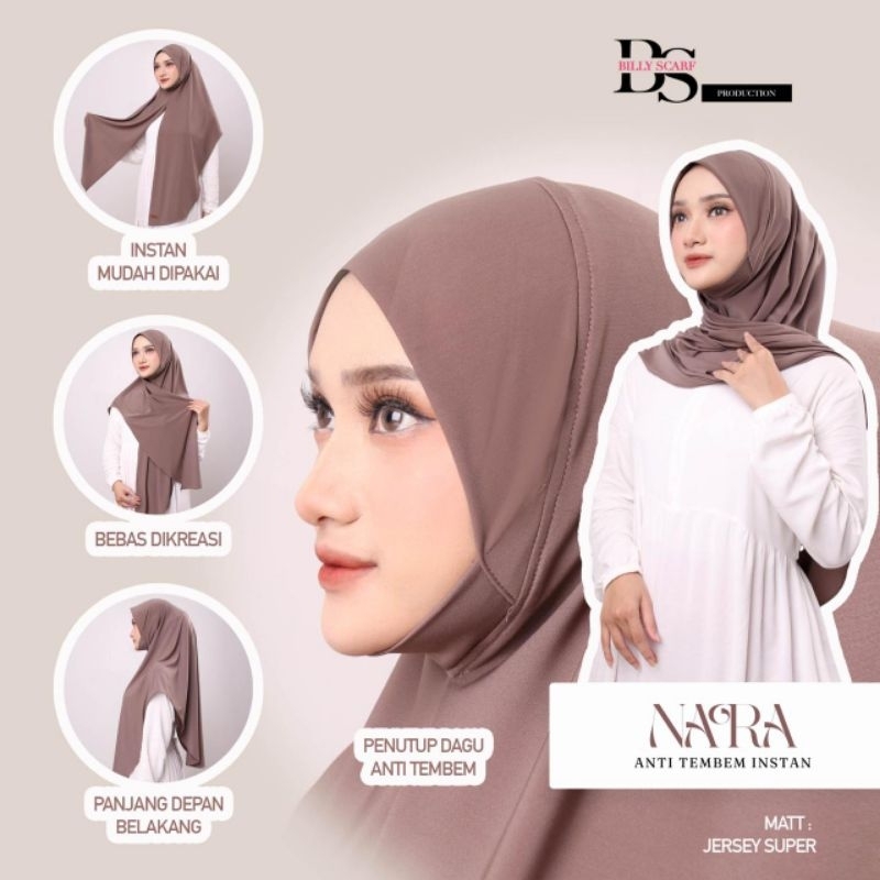 Jilbab Pashmina Instan Nara Ori Billy Scraf