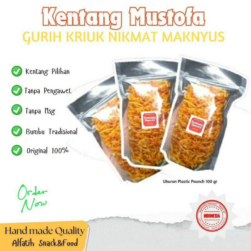 

Kentang Mustofa Packing Pouch 100gr Kriuk Manis Pedas Original kemasan plastik pouch