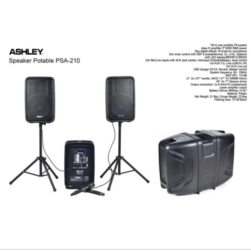 Audio Speaker Portable ASHLEY PSA 210 Original 10 Inch PA System