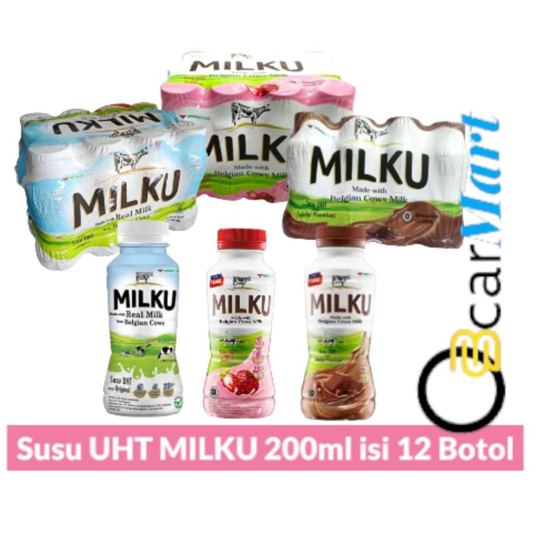 

GSVmart Susu MILKU 200ml 1 dus Susu Sapi Asli Rasa Original Coklat Strawberry