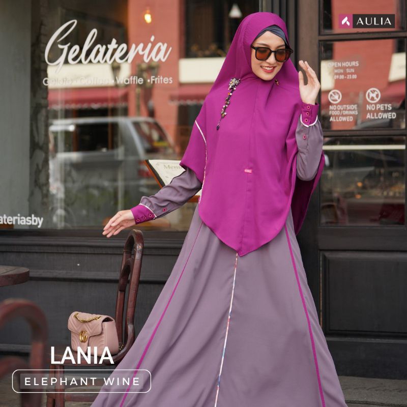 SET GAMIS SYAR'I AULIA FASHION LANIA ELEPHANT WINE
