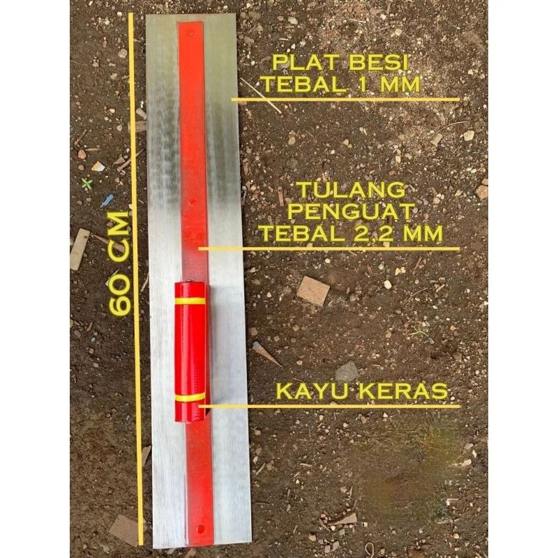 RASKAM BESI PANJANG 60CM GAGANG KAYU /  RASKAM PENGHALUS TEMBOK ACIAN