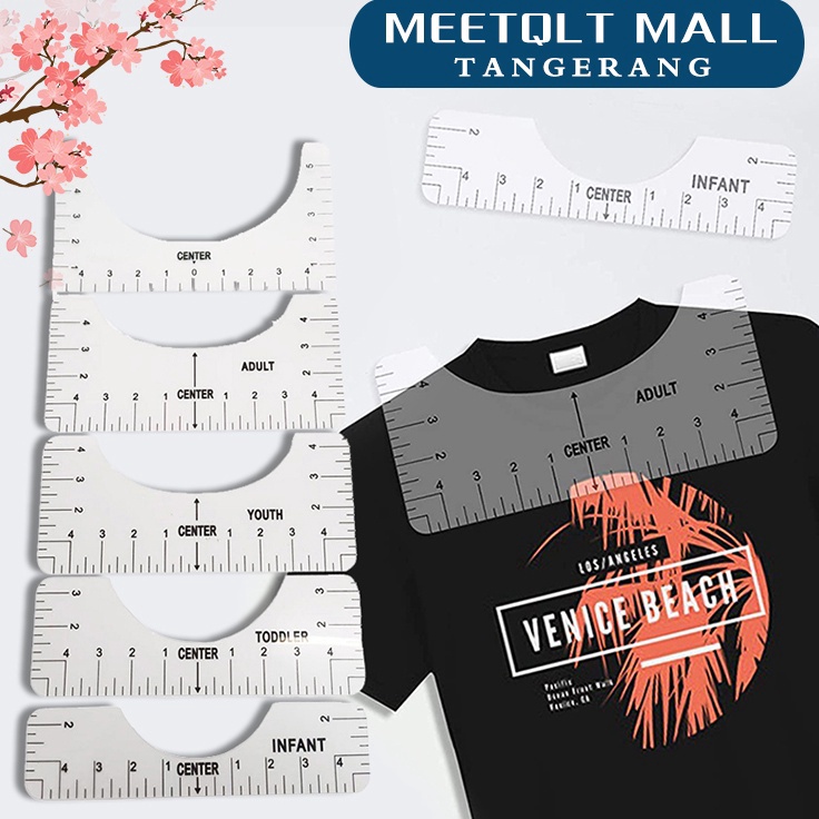 

5pcs Penggaris Pengukur Transparent TShirt Ruler Alat Pengukur Desain Pusat Model Round Neck