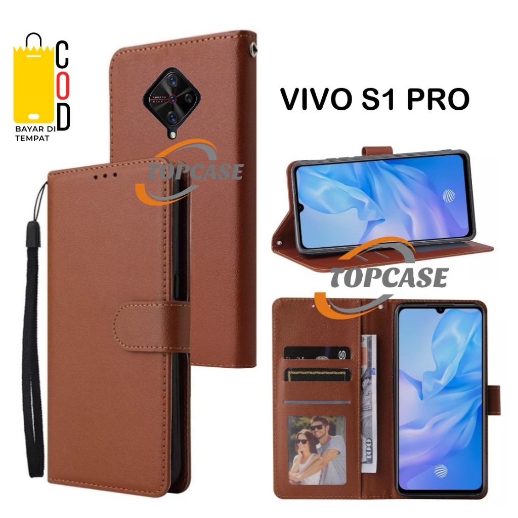 FLIP CASE VIVO S1 PRO LEATHER FLIP COVER KULIT CASING DOMPET WALLET UNTUK VIVO S1 PRO