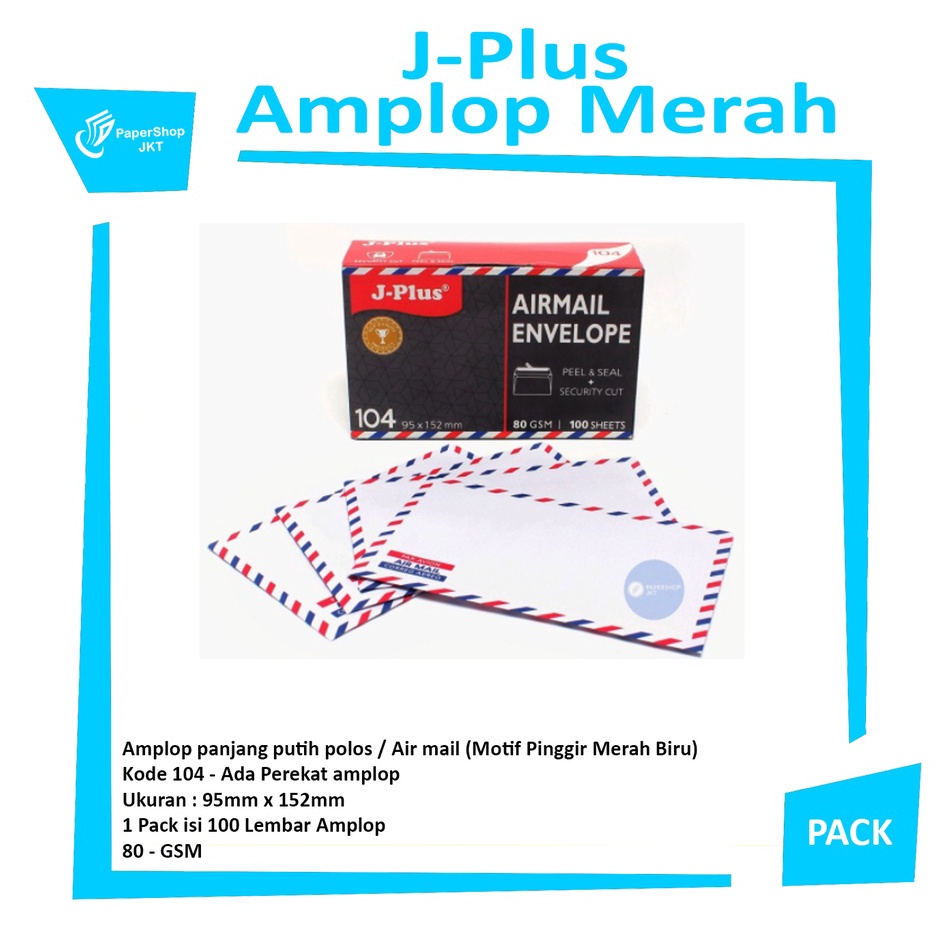 

JPLUS Amplop Merah Air Mail 14 8gsm Pack