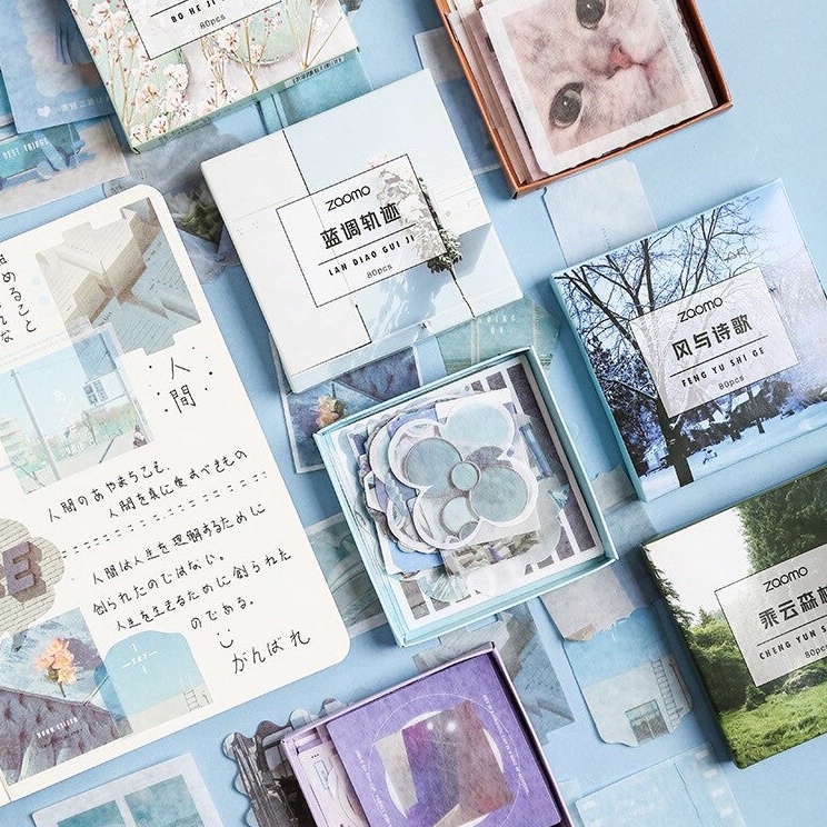 

8 Lembar Box Sticker Aesthetic Vintage Material Stiker Scrapbook DIY