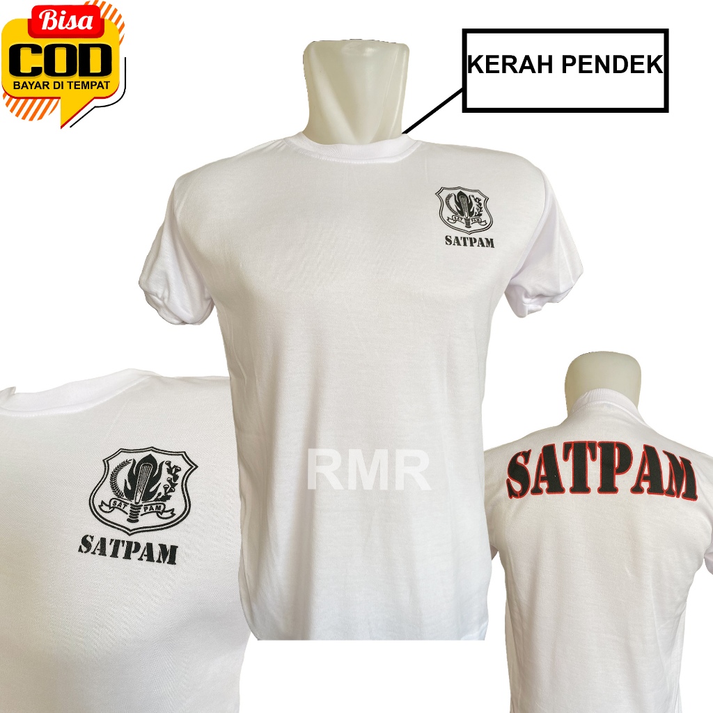 KAOS SATPAM PUTIH KERAH PENDEK - KAOS PUTIH SATPAM KERAH PENDEK