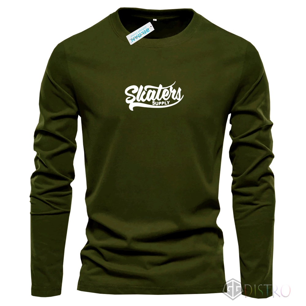 Gg Distro - T-Shirt Kaos Lengan Panjang Skaters Motif White Kaos Pria Wanita Casual Formal Quality