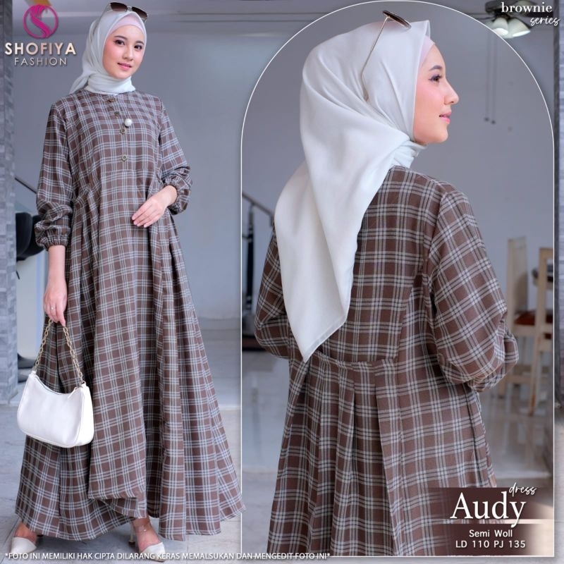 AUDY DRESS GAMIS MUSLIM REMAJA matt semi woll ORI BY SHOFIYA FASHION