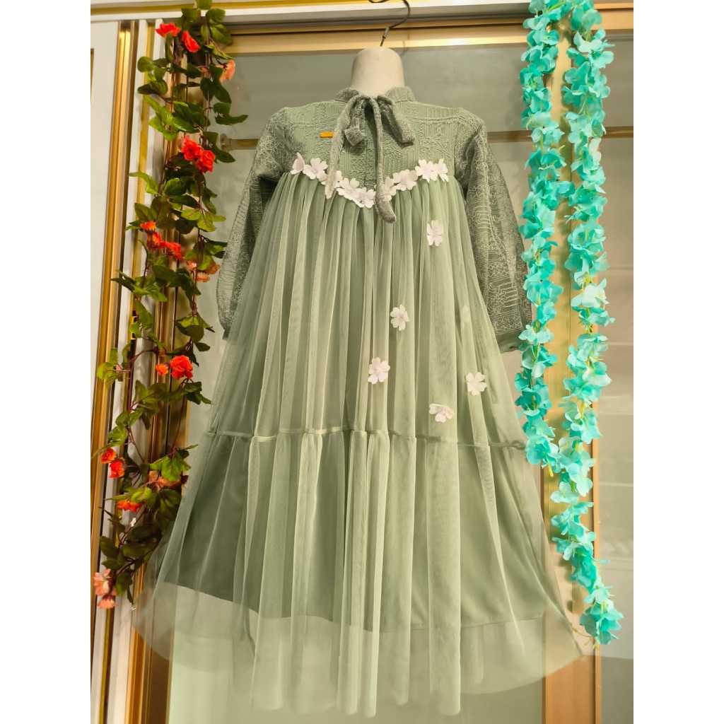 GAMIS ANAK PEREMPUAN BIANKA TERBARU // GAUN  BUNGA TERLARIS // BRUKAT TILE MEWAH