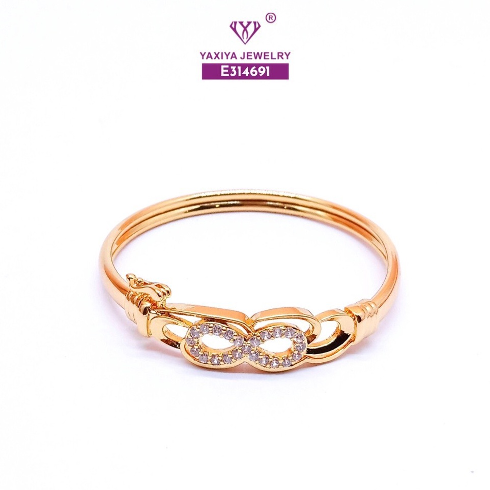 Garansi Pembayaran  Yaxiya Gelang BayiGelang Baby Perempuan Bangle Permata Perhiasan Lapis Emas 18K 