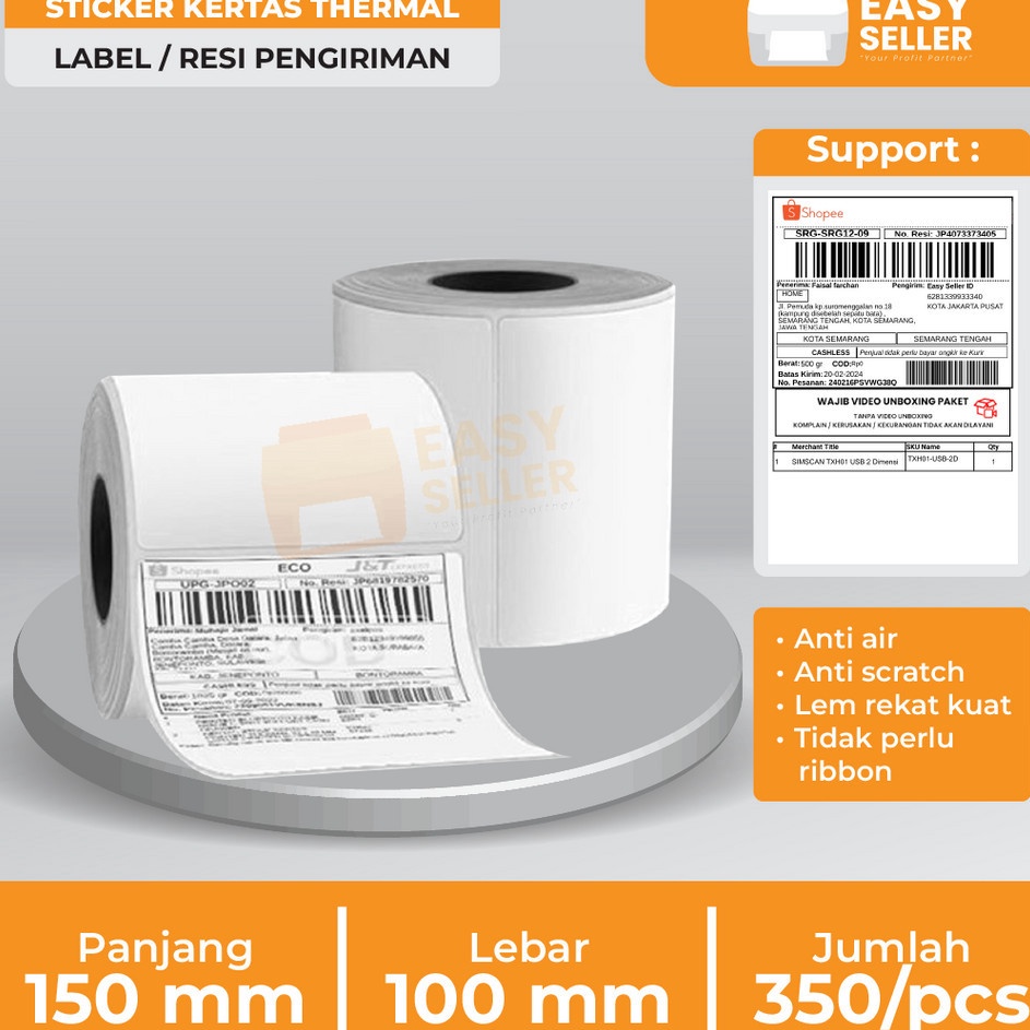 

Label Thermal Resi Stiker 1x15 mm Kes Sticker A6 1 x 15 mm Paper Thermal 1x15mm 5 Lembar Roll