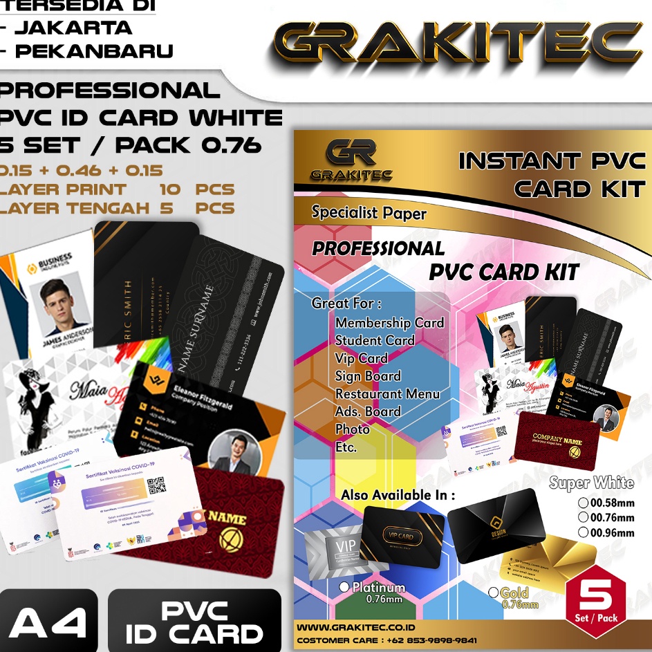 

Serba Murah PVC ID Card A4 PREMIUM Kes PVC ID Card Super White 7696 ISI 5 SET Support Epson Canon HP Brother Grakitec