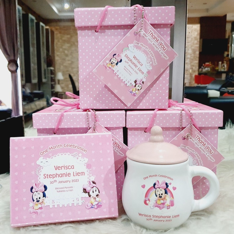 Souvenir Mug Tutup custom/souvenir aqiqah/souvenir Ultah/Hampers Baby