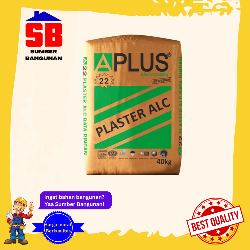 APLUS MORTAR ACIAN 110 PLESTER 22 PEREKAT HEBEL 220 COMPON GYPSUM 40 KG