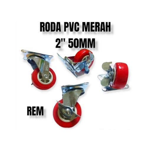 Roda Etalase 2 inch Hidup Rem roda trolly set 4pcs murah berkualitas
