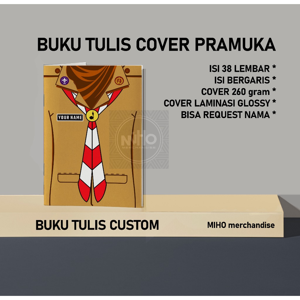 

BUKU TULIS SEKOLAH CUSTOM SERAGAM PRAMUKA HIJAB / UKURAN A5 / ISI KERTAS BISA CUSTOM