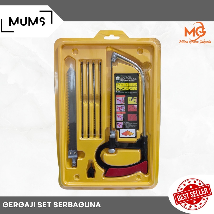 Gergaji Mini / Gergaji Ukir Kerajinan Serbaguna Gagang Pipa Besi Magic Saw Gergaji Tangan Manual Set