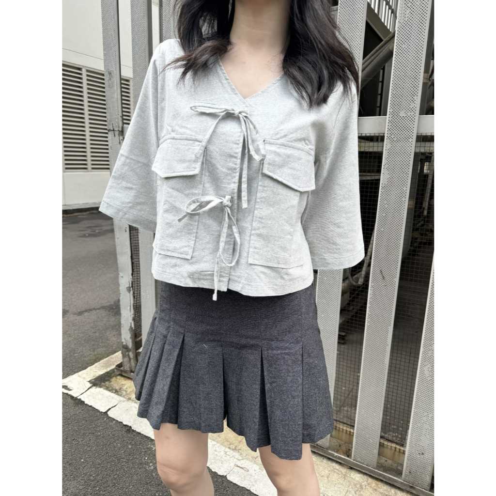 Peachpoppy  BERLYN Blouse Kimono - Atasan Blouse Pita Crop Top Wanita