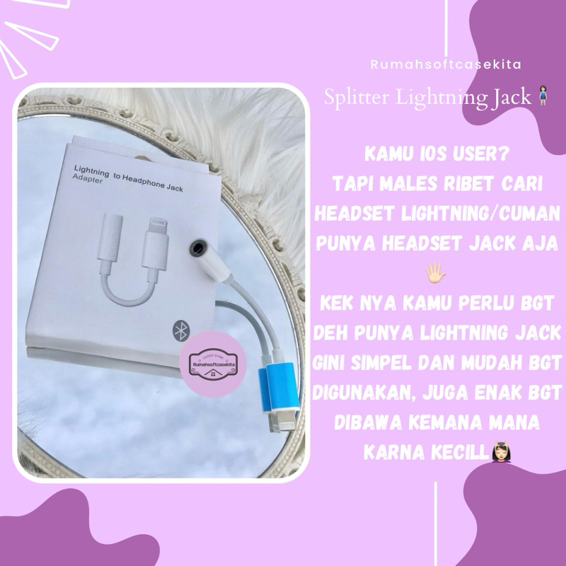 SPLITTER LIGHTNING IPHONE JACK AUDIO KONVERTER - KABEL AUDIO ADAPTER HANDSFREE