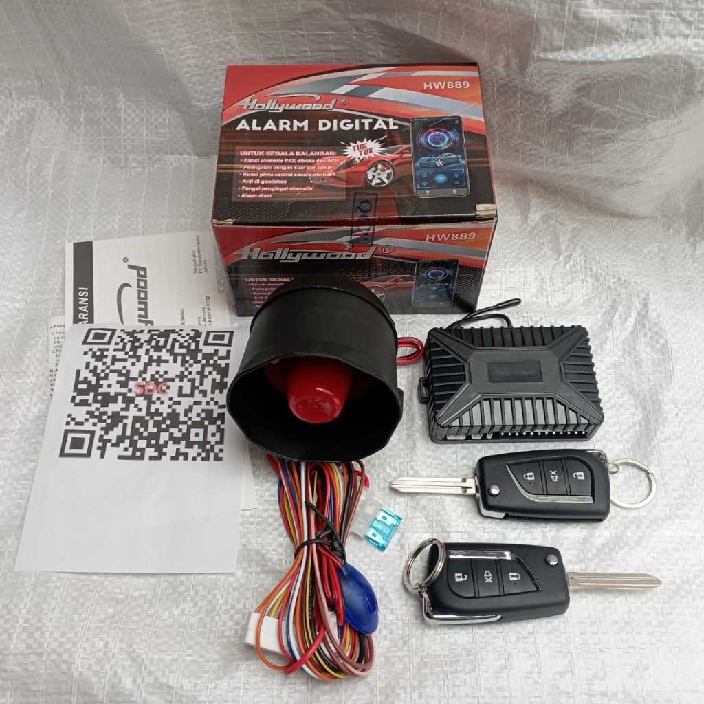 Alarm Mobil Universal Hollywood HW-889 Bunyi Tuk Tuk Connect Android Alarm Digital