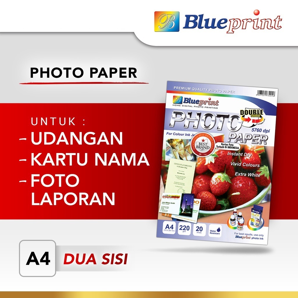 

Kertas Foto / Double Sided Photo Paper BLUEPRINT A4 220 gsm